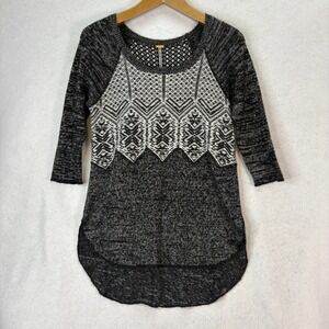 Free People Black Avalanche Swit Knit Tunic Sweater Womens XS/S Boho Wool Blend
